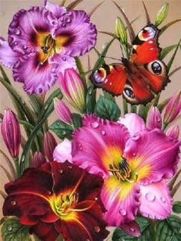 HUACAN Diamond Embroidery Flowers Rhinestones Pictures Diamond Mosaic Sale Flower Cross Stitch Diamond Painting Full Home Flowers & Garden