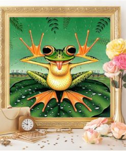 HUACAN 5D DIY Diamond Painting Frog Rhinestones Mosaic Diamond Embroidery Animals Handwork Full Round Living Room Home Frog Diamond Painting