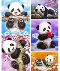 HUACAN 5D DIY Diamond Painting Panda Full Square Diamond Embroidery Animal Mosaic Picture Of Rhinestones Flower Home Panda Diamond Painting