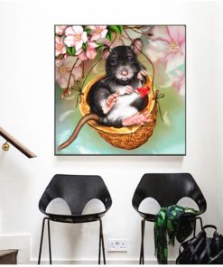 HUACAN Diamond Embroidery Mouse 5d Diamond Painting Cross Stitch Full Square Cartoon Mosaic Picture Of Rhinestones Home Mouse Diamond Painting