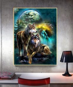 HUACAN Full Square Diamond Painting Wolf Diamond Embroidery Wolves Animals Diamond Mosaic Sale Pictures With Rhinestones Home Wolf Diamond Painting Full Square