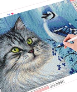 HUACAN Diamond Painting Cat Bird Full Square Drill Home Decoration Display Rhinestone Picture Kits Embroidery Home HUACAN Diamond Painting Cat Bird Full Square Drill Home Decoration Display Rhinestone Picture Kits Embroidery